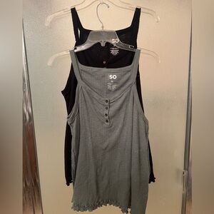 SO Women's Ribbed Tank Tops - Black and Gray